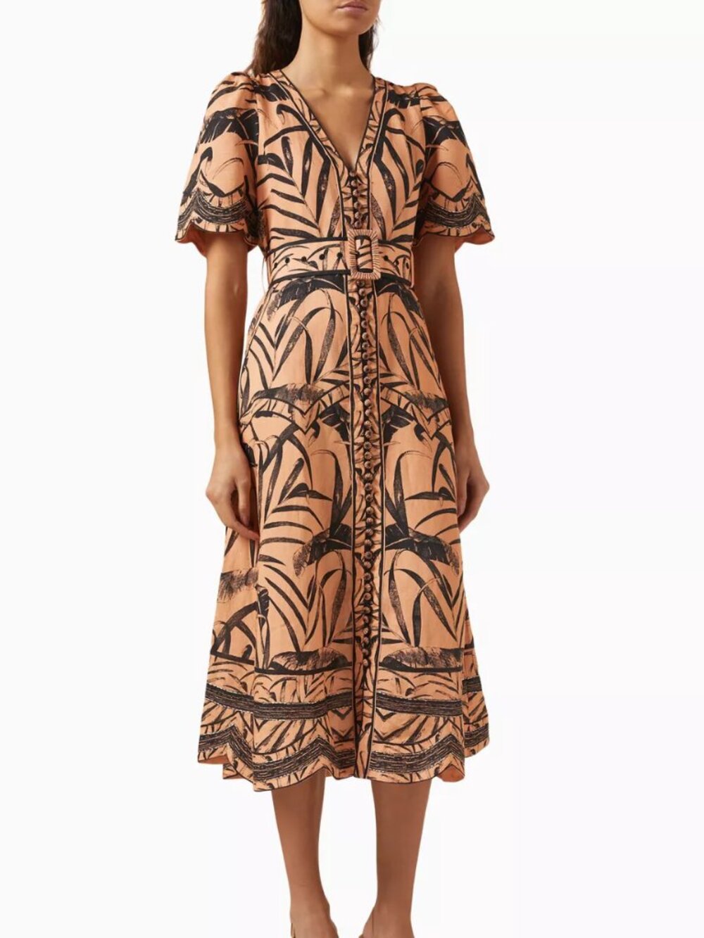 Scarlett Poppies Jungle Euphoria Midi Dress in Linen-blend